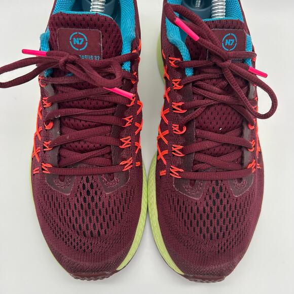 Nike Zoom Pegasus 32 N7 Shoes Women 8 Maroon Acteva Athletic Sneakers 811339-663 - Picture 3 of 8